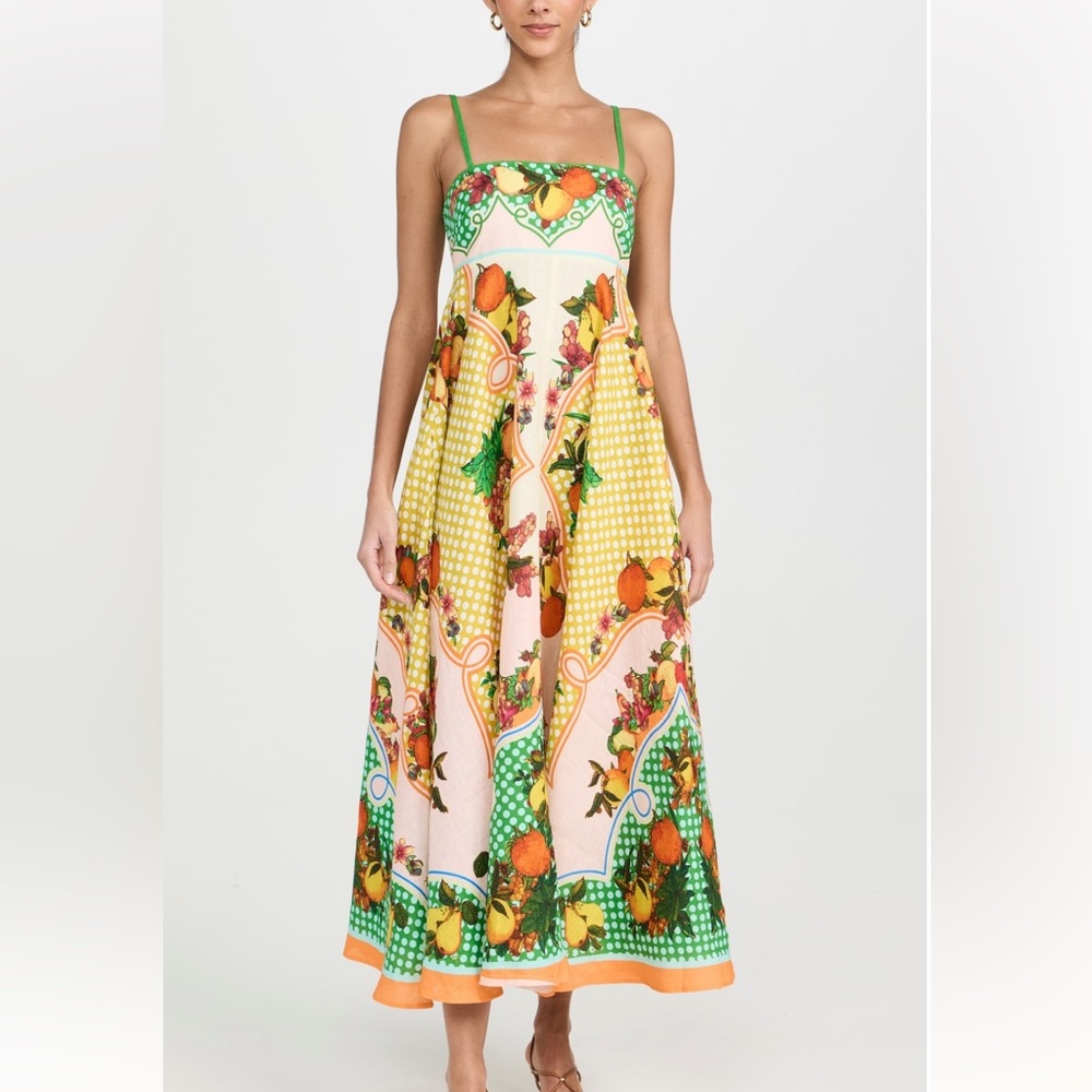 ALÉMAIS Lemonis Printed Linen Midi Dress